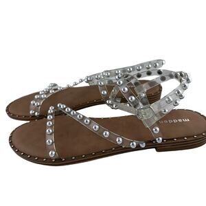 Madden Girl Fairway Sandals Adjustable Strap in Clear Size 6.5 NWOB